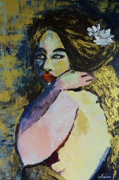 Girl with a flower in her hair by Ta Thimkaeo