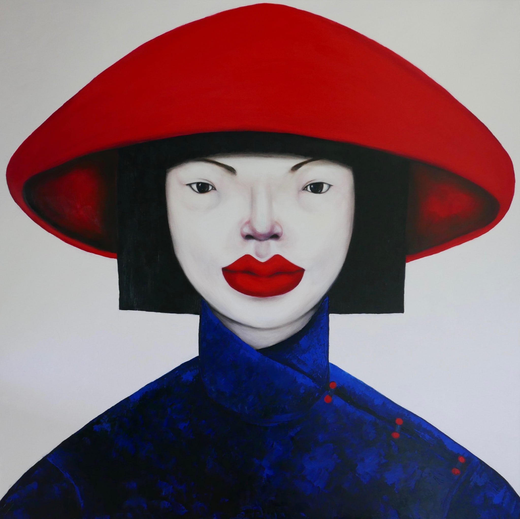 Vietnamese lady in red hat by Ta Thimkaeo