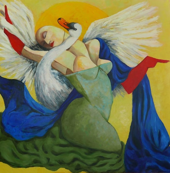Goddess and Swan in moonlight by Ta Thimkaeo