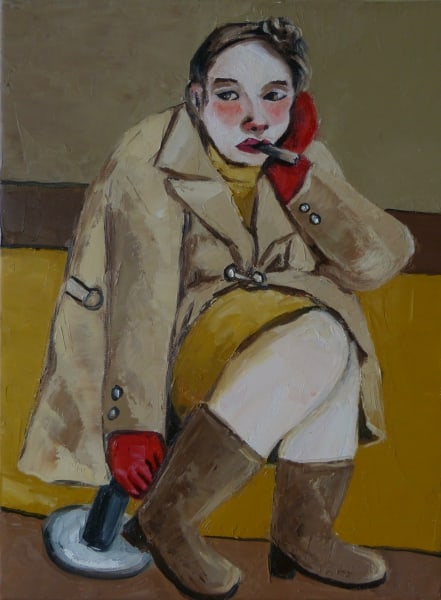 Lady smoking a cigar by Ta Thimkaeo