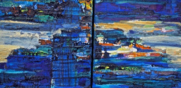 Nazaré Cliffs, diptych by Silvana LaCreta Ravena