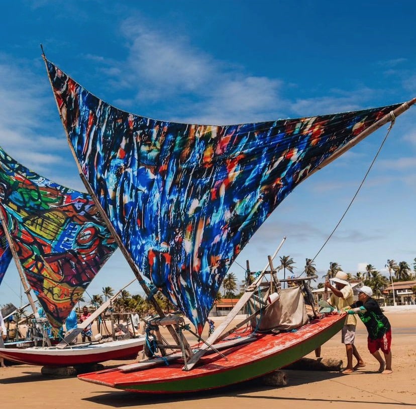 Acqua Brasilis printed on a sail boat by Silvana LaCreta Ravena