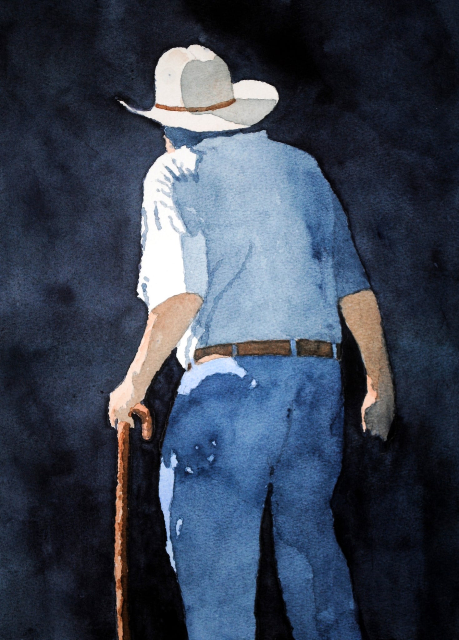 man with a walking stick by sherman barnes