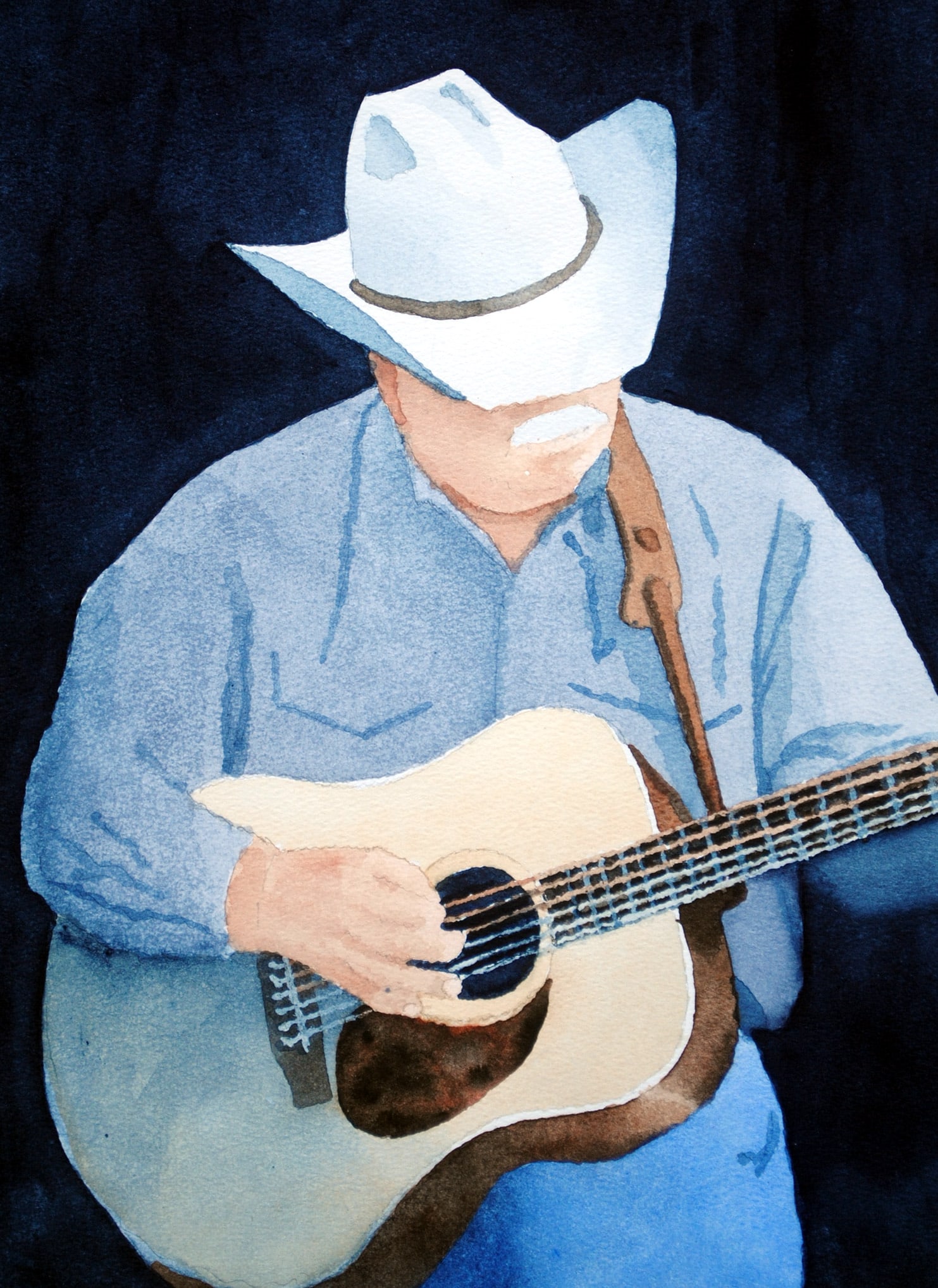 guitar player with moustache by sherman barnes