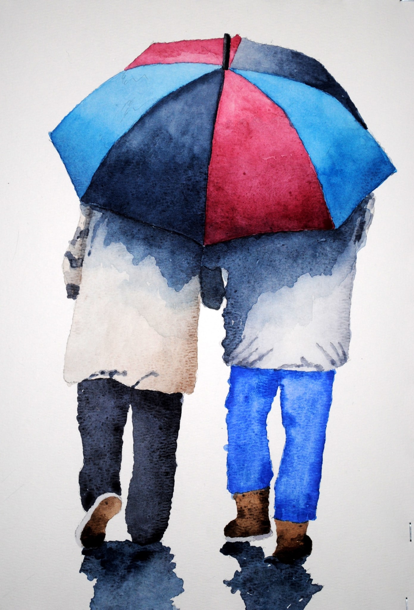 old couple with umbrella by sherman barnes