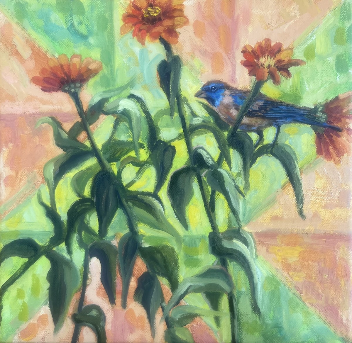 Peaceful Hours 3 Lazuli Bunting by Susan Bell