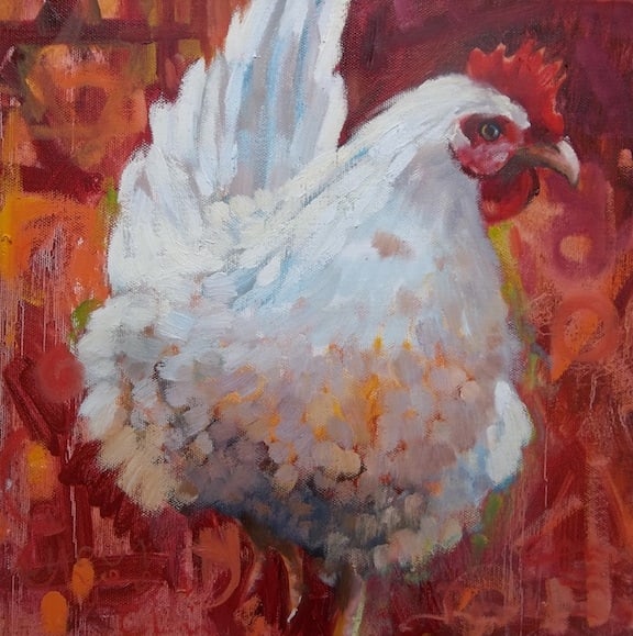 Snowy in Red by Susan Bell