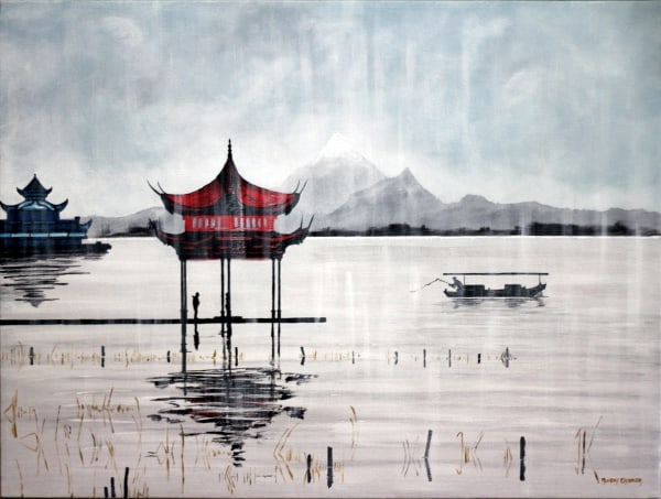 Pagoda in the Rain by ROBERT CROOKER ART