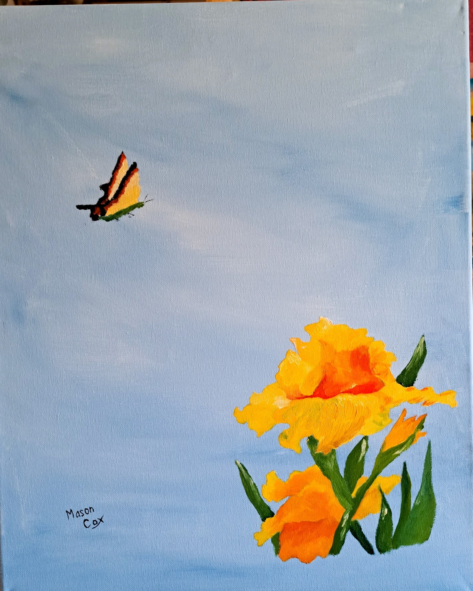 Yellow Iris (blue) by Mason Cox