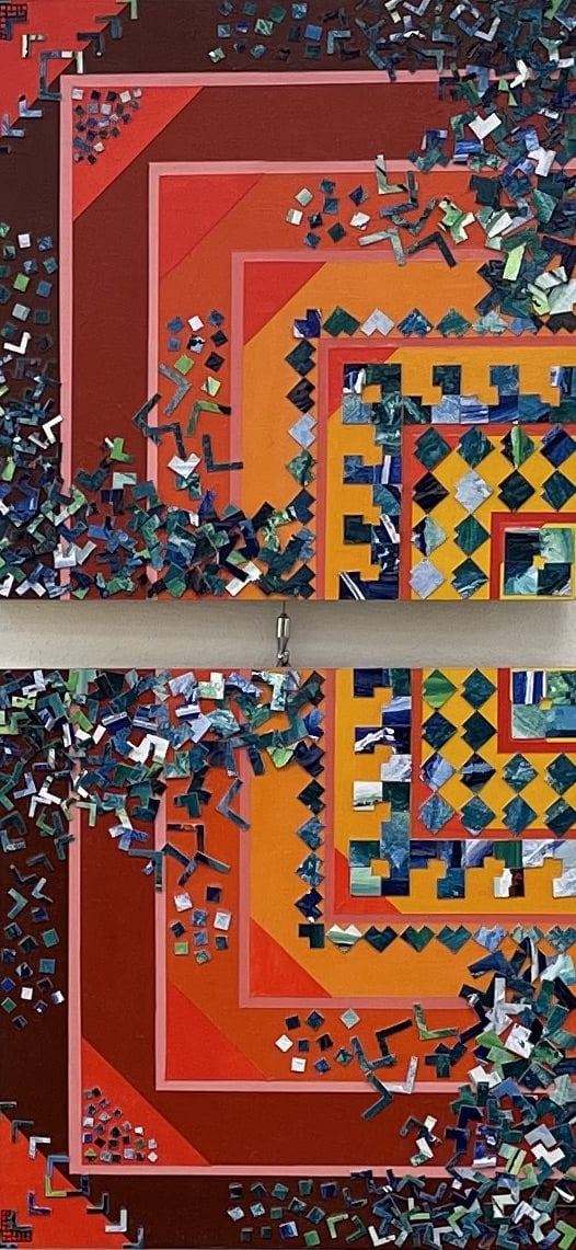 Dueling Mangoes (Diptych) by Helen E. Becker