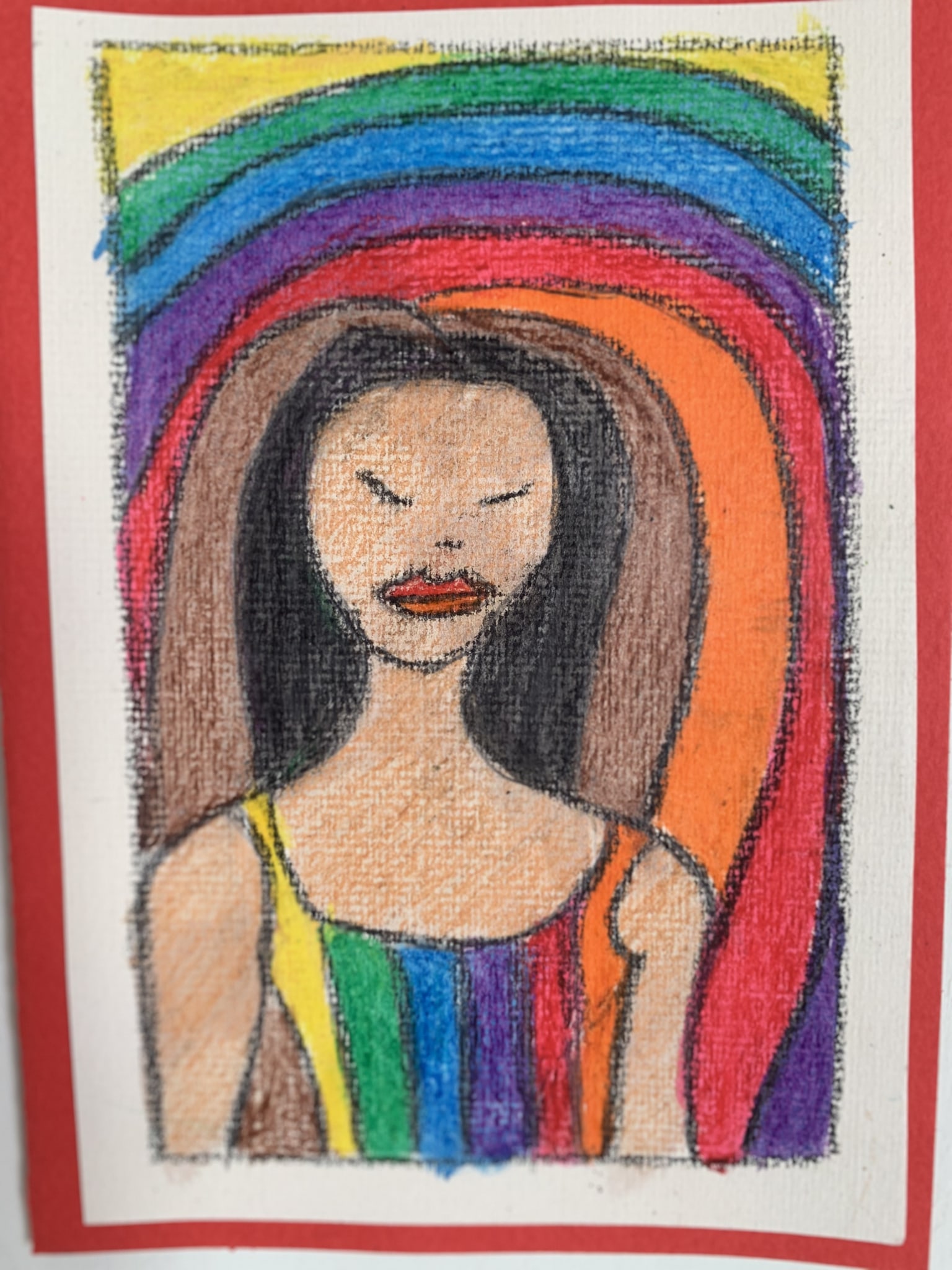 Girl in a rainbow dress by Anna Jewel Gove
