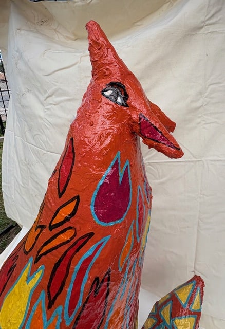 Howling at the moon, coyote by Anna Jewel Gove