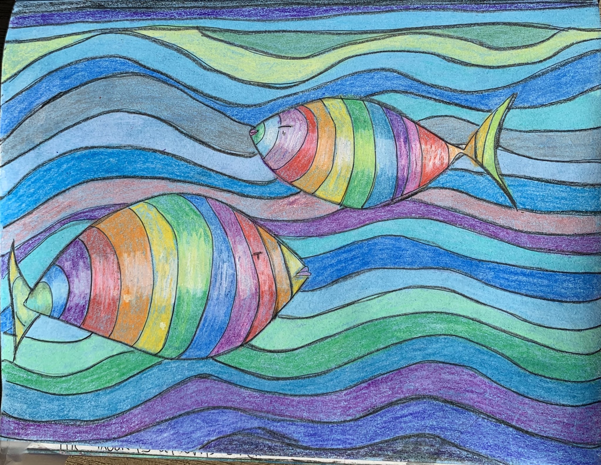 Rainbow fish in a rainbow sea by Anna Jewel Gove