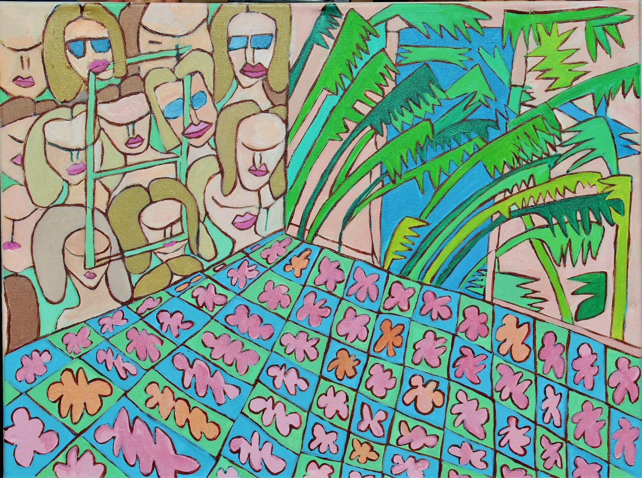 Faces, organic forms and wheat fronds by Anna Jewel Gove