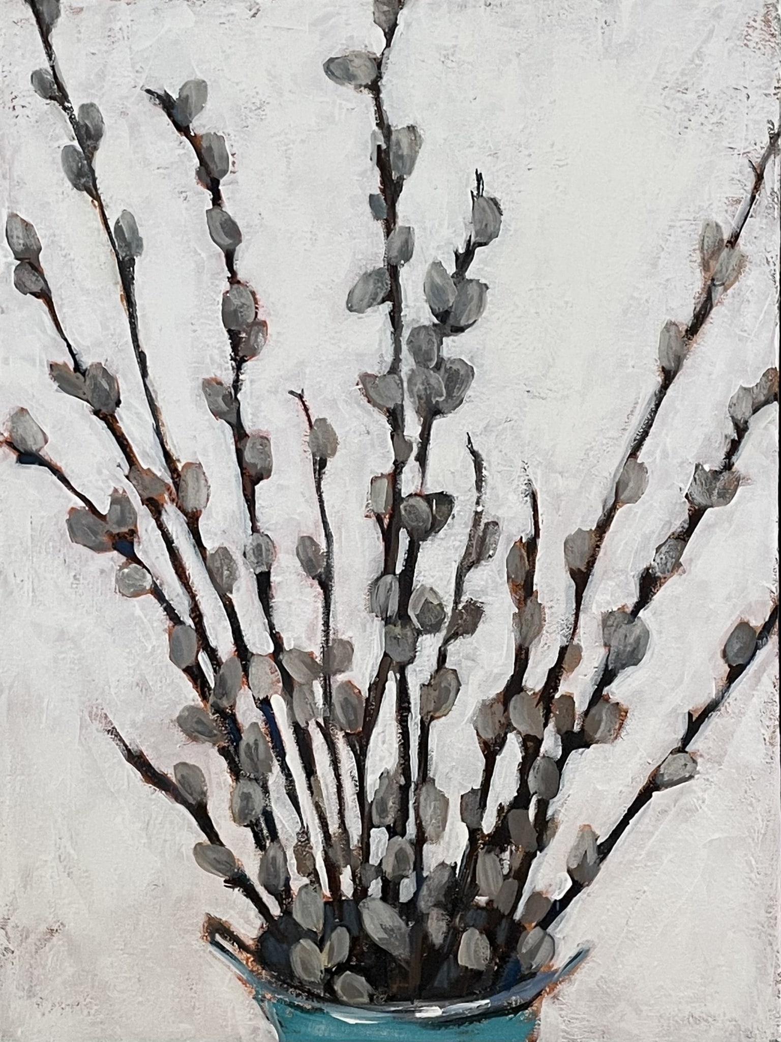 Pussy Willows in Teal by Grace W Sharpe