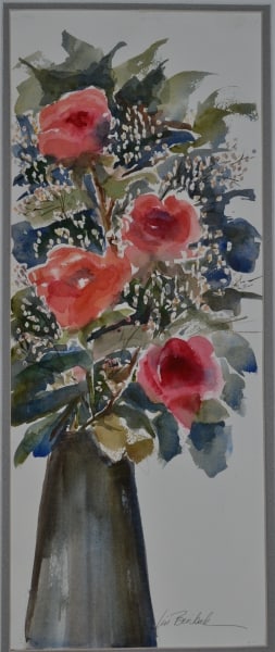 Black Vase and Roses by Lin Beribak