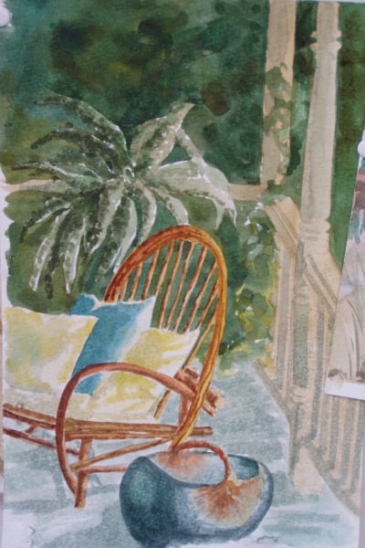 Porch Chair and Basket by Lin Beribak