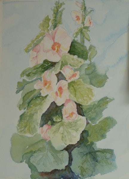Cool Hollyhocks by Lin Beribak