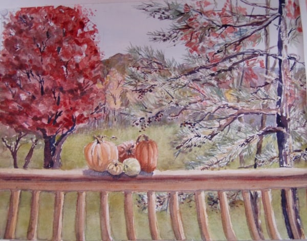 On Reed's Porch, Autumn by Lin Beribak