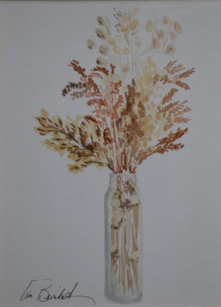 Straw Flowers in Glass by Lin Beribak