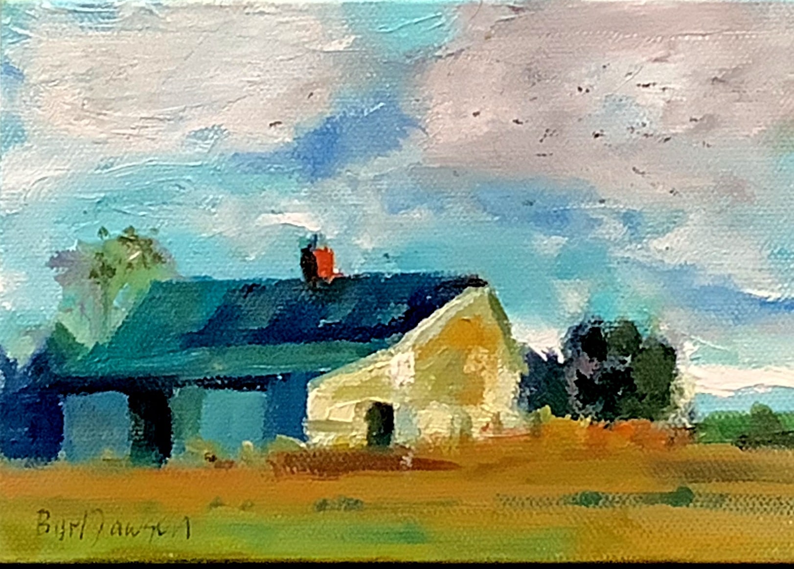 Late Day Barn with Birds by Burl J Dawson Jr