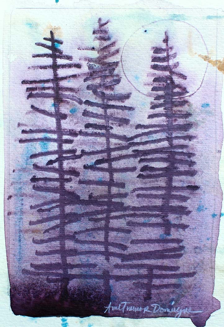 Violet Evergreens by Ann Trainor Domingue