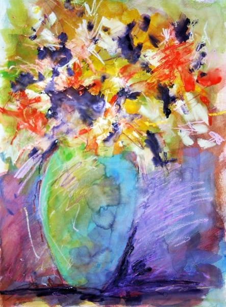 Bouquet In Opaque Vase by Calvin deRuyter