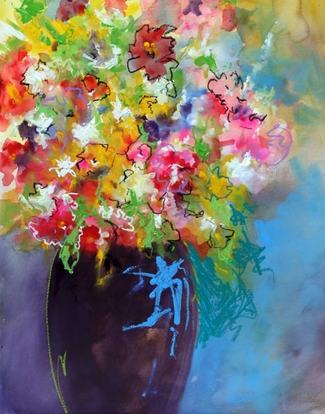 Bouquet in Purple Vase by Calvin deRuyter