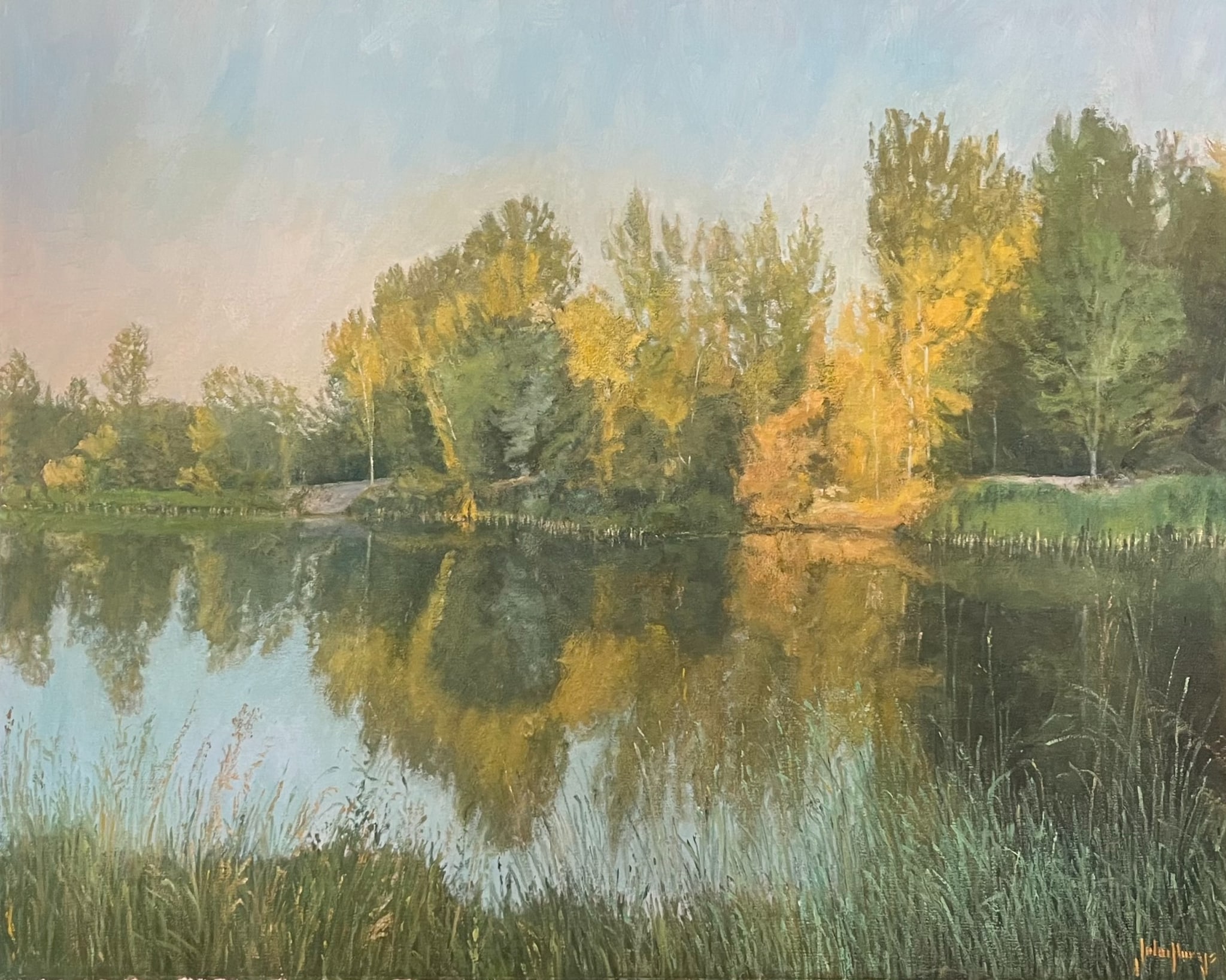 Autumn Reflections on the Boise River by John Horejs