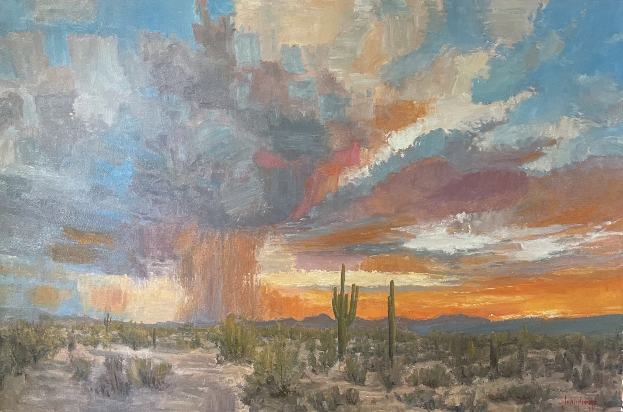 Desert Downpour at Sunset by John Horejs