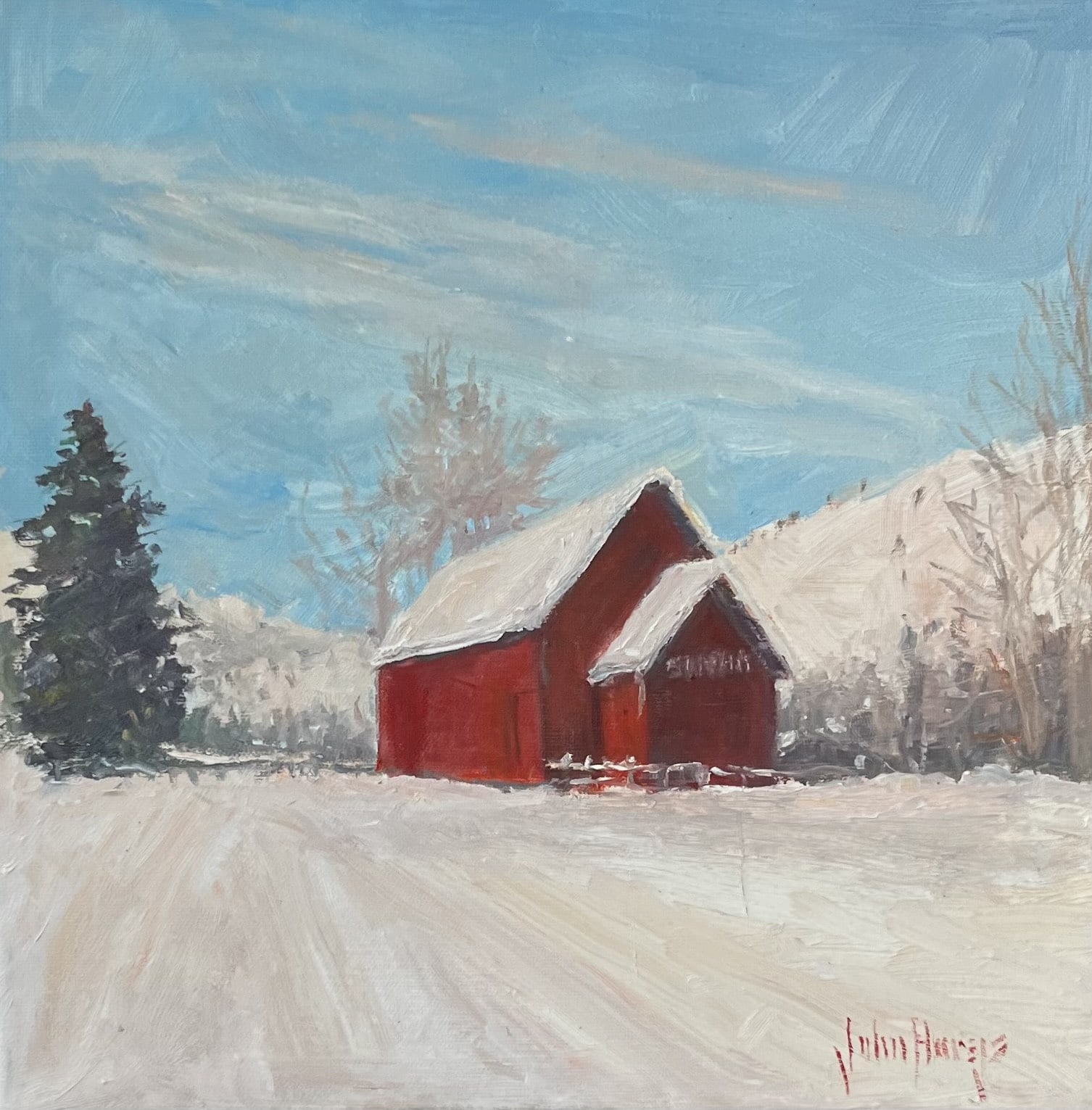 Landscape--Sun Valley Barn in the Snow by John Horejs