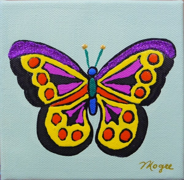 Small Butterfly on Green #1 by Mary Ellen Mogee