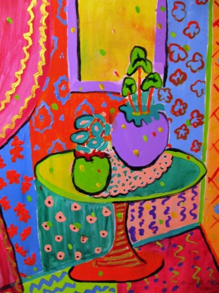 Happy Painting--Pedestal by Mary Ellen Mogee