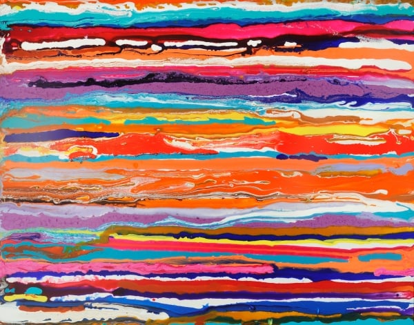 Mountainous Landscape Pour by Mary Ellen Mogee