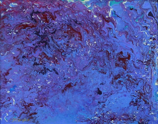 Blue Landscape Pour by Mary Ellen Mogee